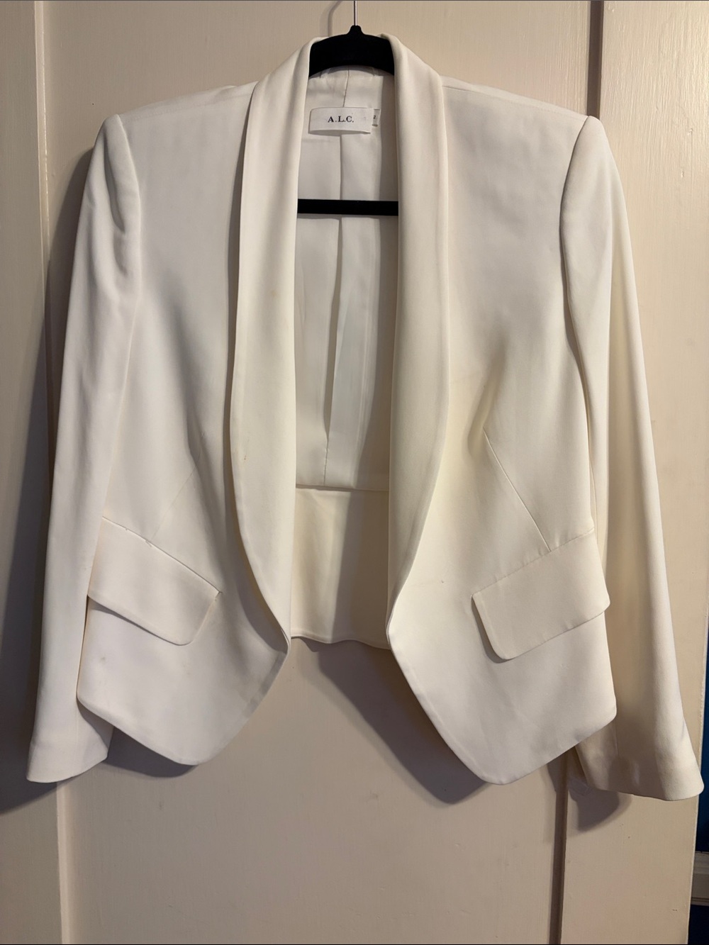 A.L.C. Women's White Shawl-Collar Cropped Blazer